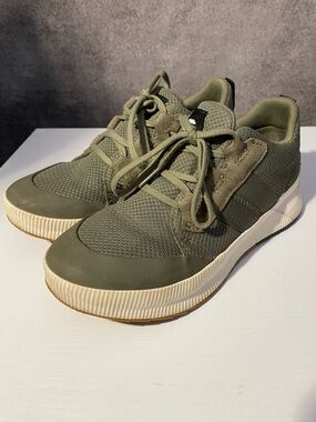 Sorel Womens Out N About Plus Lace Sneaker Olive Green Size 7